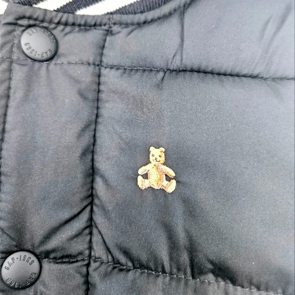 Baby Gap Puffer Jacket 6-12 Months Hooded Navy Varsity Style Warm Winter Coat